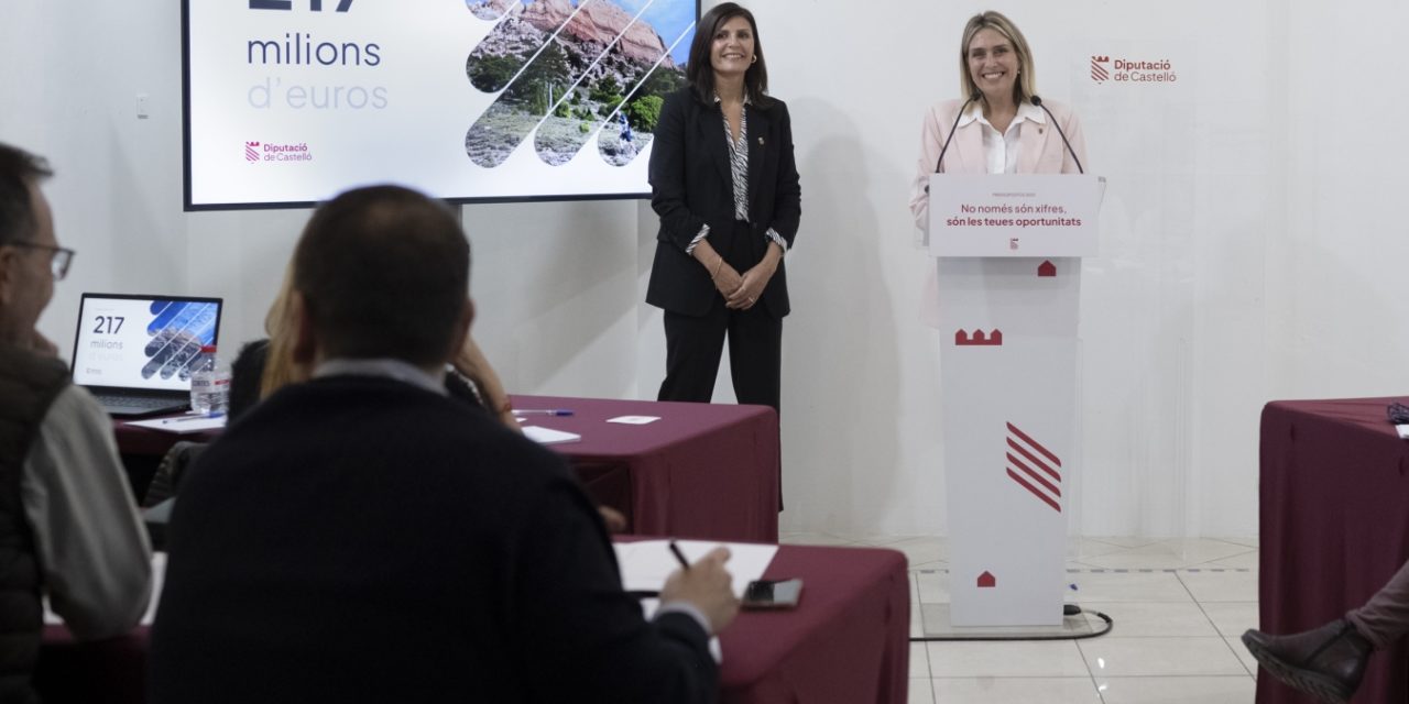 La Diputació de Castelló presenta el pressupost 2025 per a continuar generant oportunitats i que ascendix a 217,2 milions d’euros